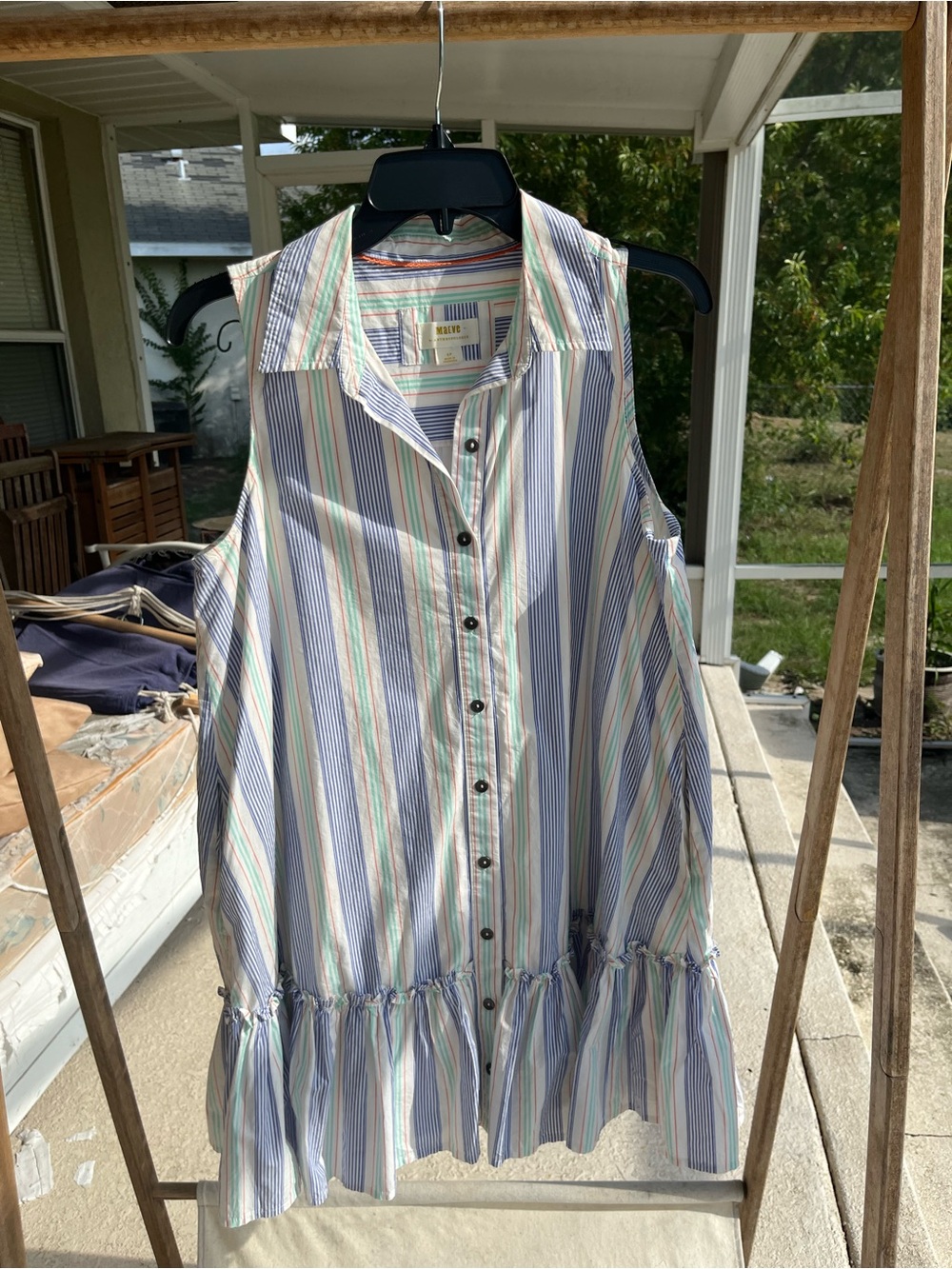 Maeve by anthropologie striped ruffle hem shirt dress